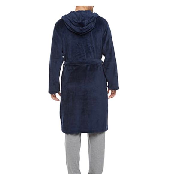 Stafford Men’s OSFM robe NWT plush robe navy casual sleepwear - Picture 2 of 7
